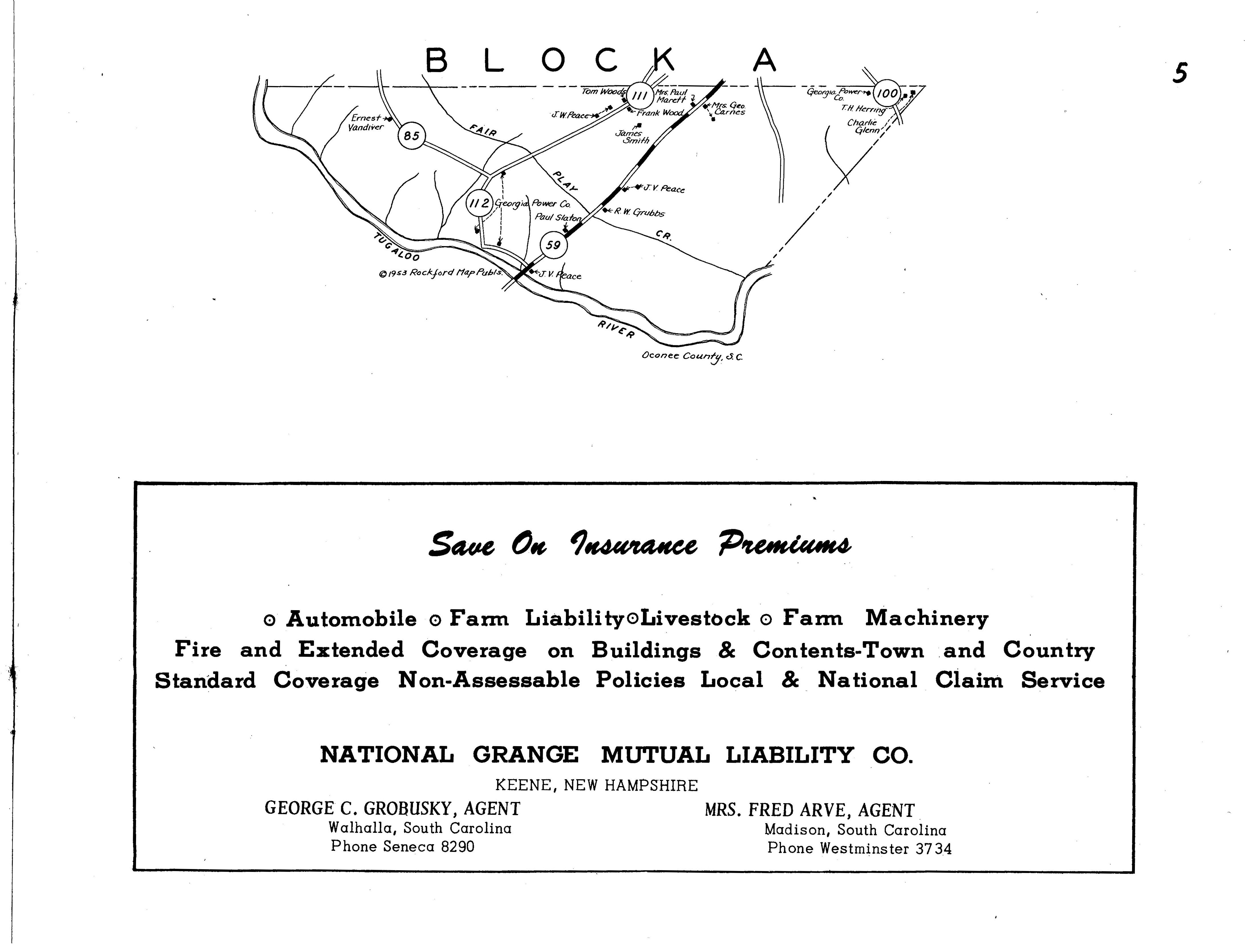 Farm Plat Book And Business Guide Oconee County Sc 1953